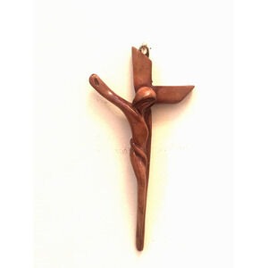 Wooden Crucifix Hand Carved "Christ of Youth" Corpus Christi Abstract Modern